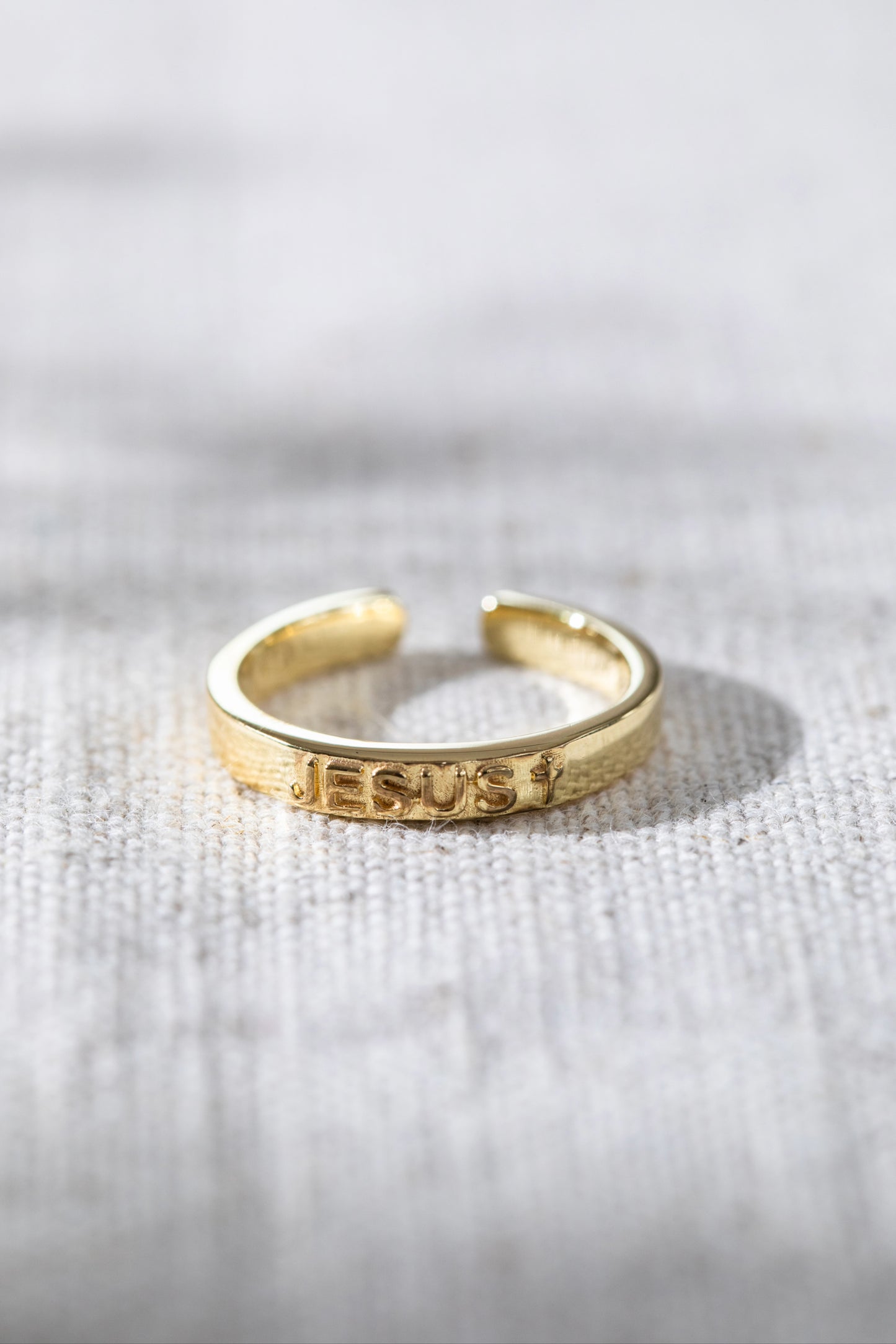 Jesus Engraved Ring Gold