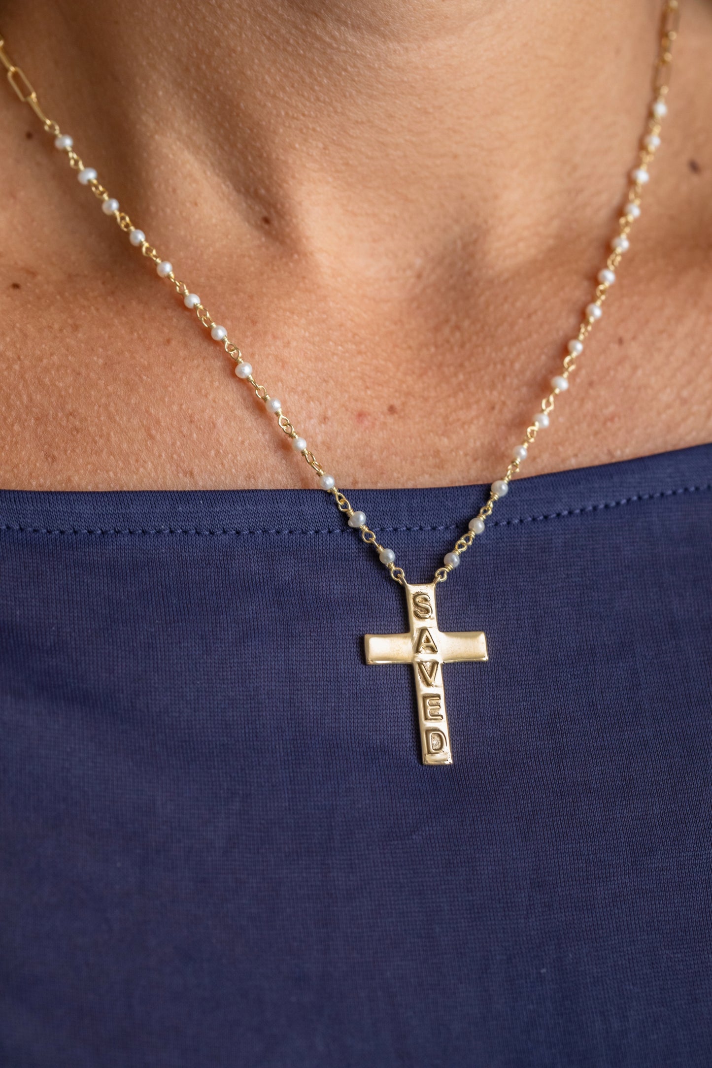 Saved Cross Necklace Gold