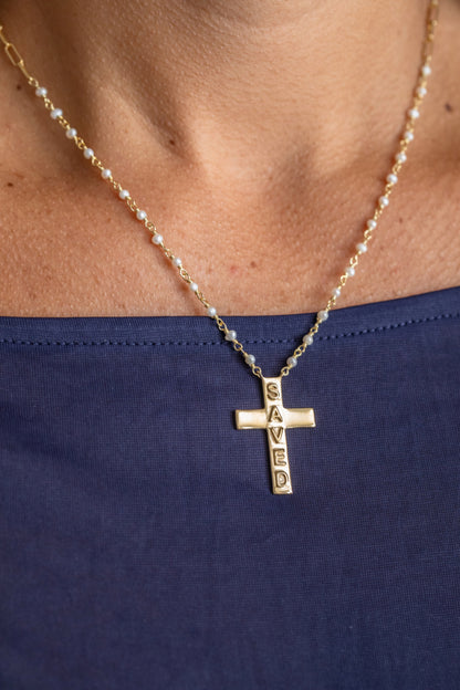 Saved Cross Necklace Gold