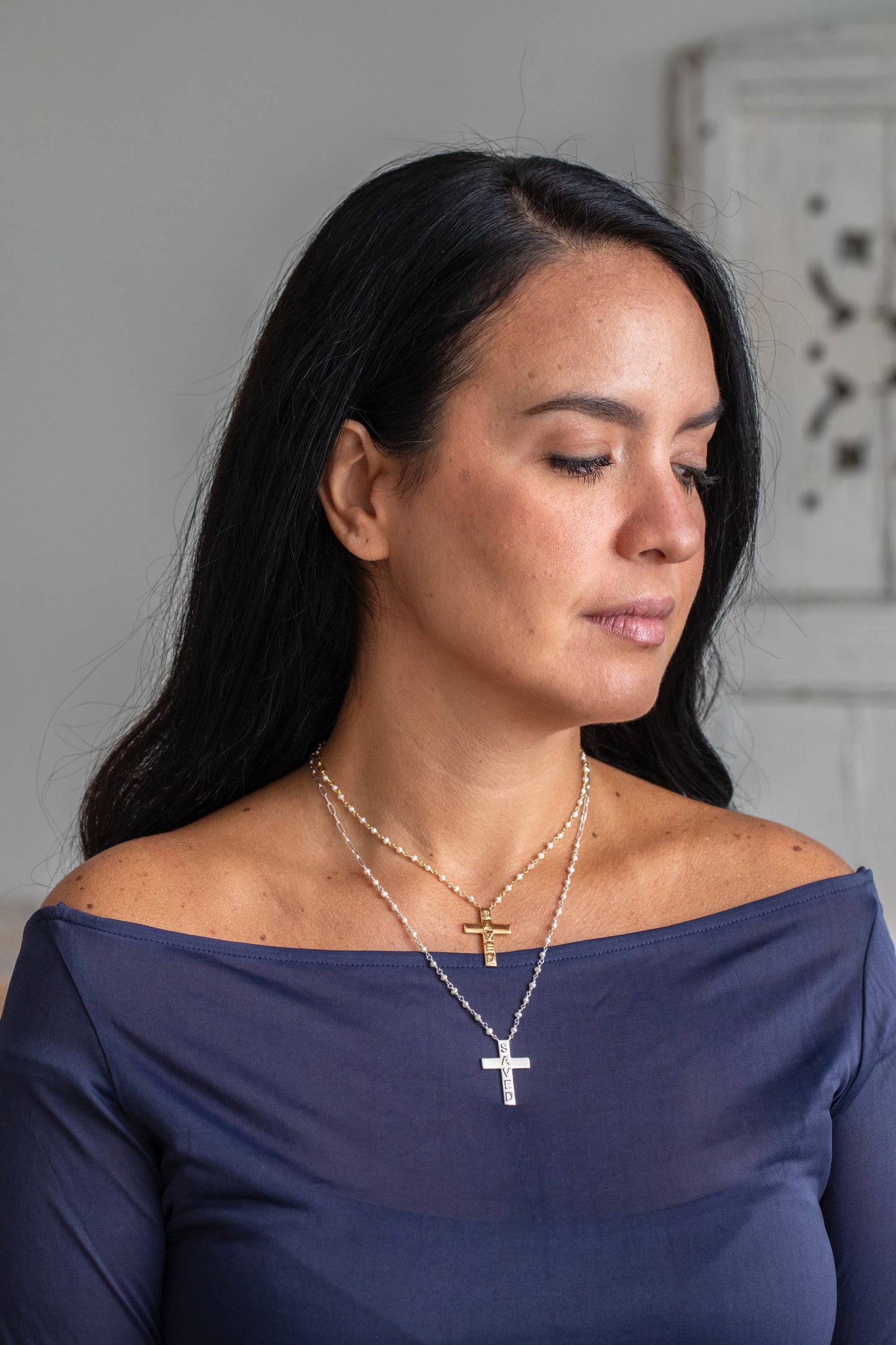 Saved Cross Necklace Silver