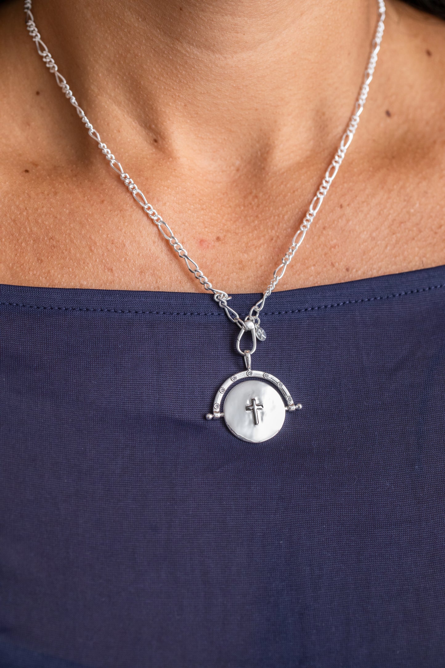 His Joy my Strength Spinning Necklace Silver