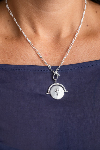 His Joy my Strength Spinning Necklace Silver