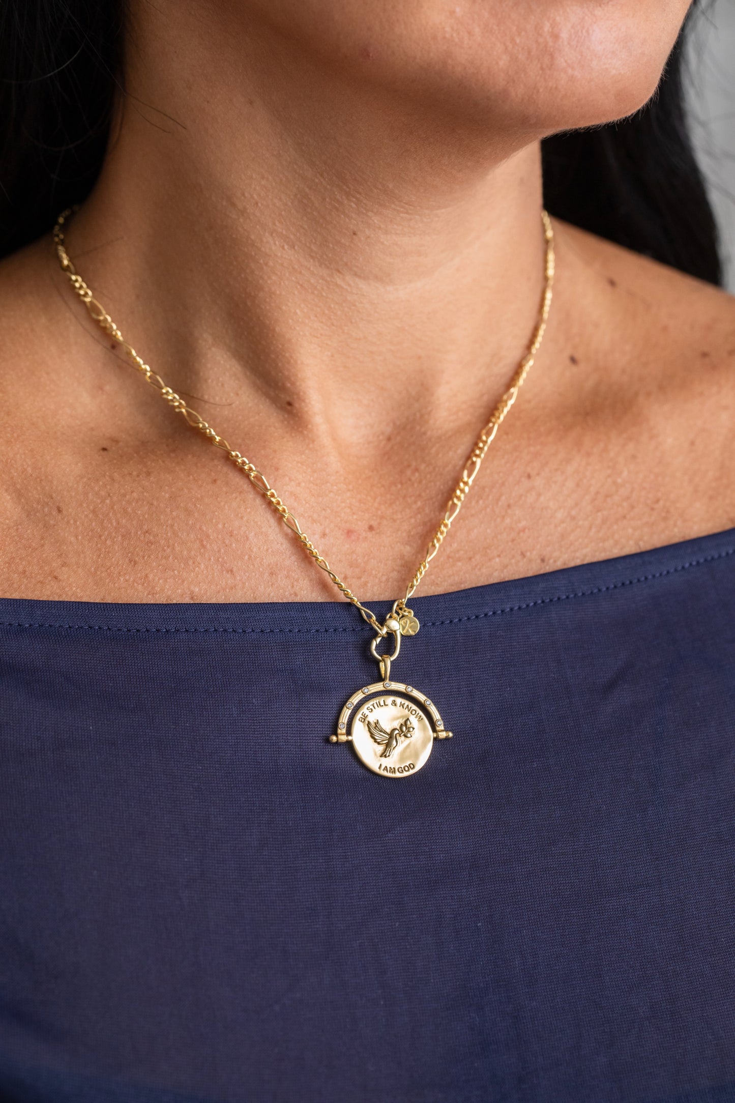 Be Still & Know Spinning Necklace Gold