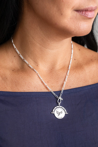 Be Still & Know Spinning Necklace Silver