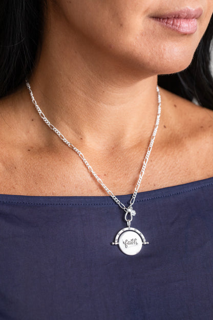 Be Still & Know Spinning Necklace Silver