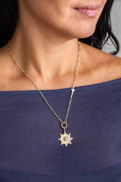 Cross Paperclip Charm Necklace Chain