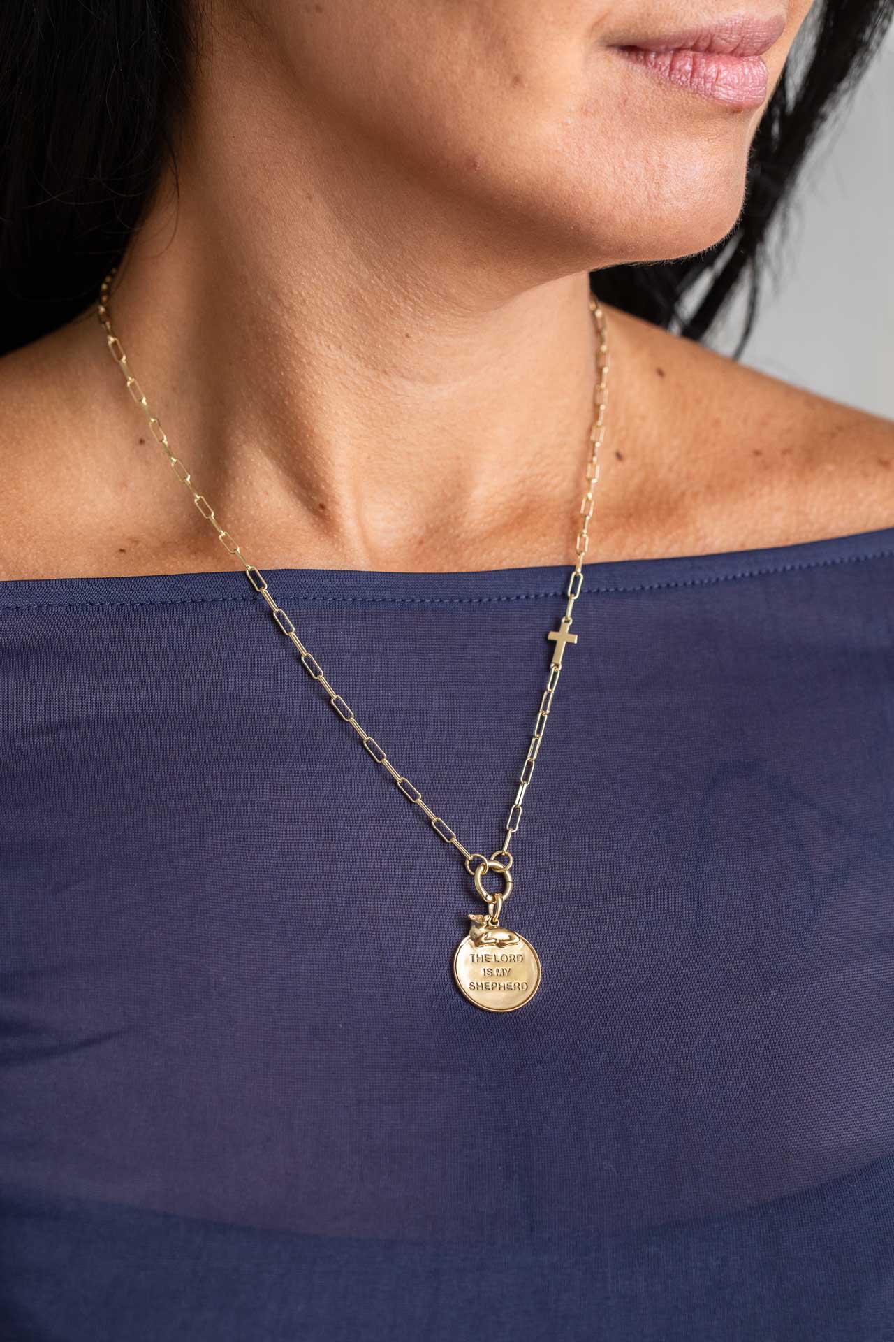 Cross Paperclip Charm Necklace Chain