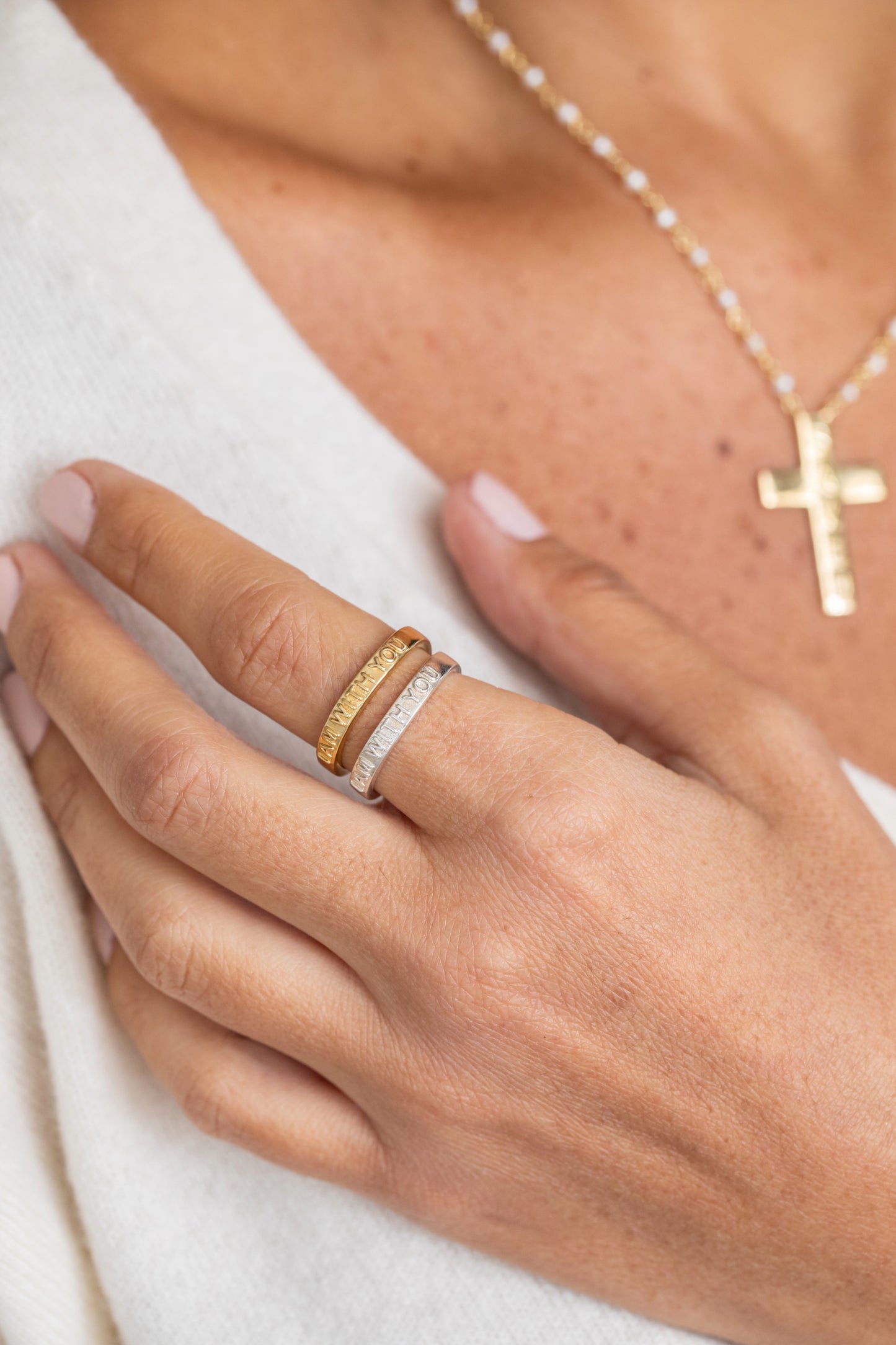I am with You Engraved Ring Gold