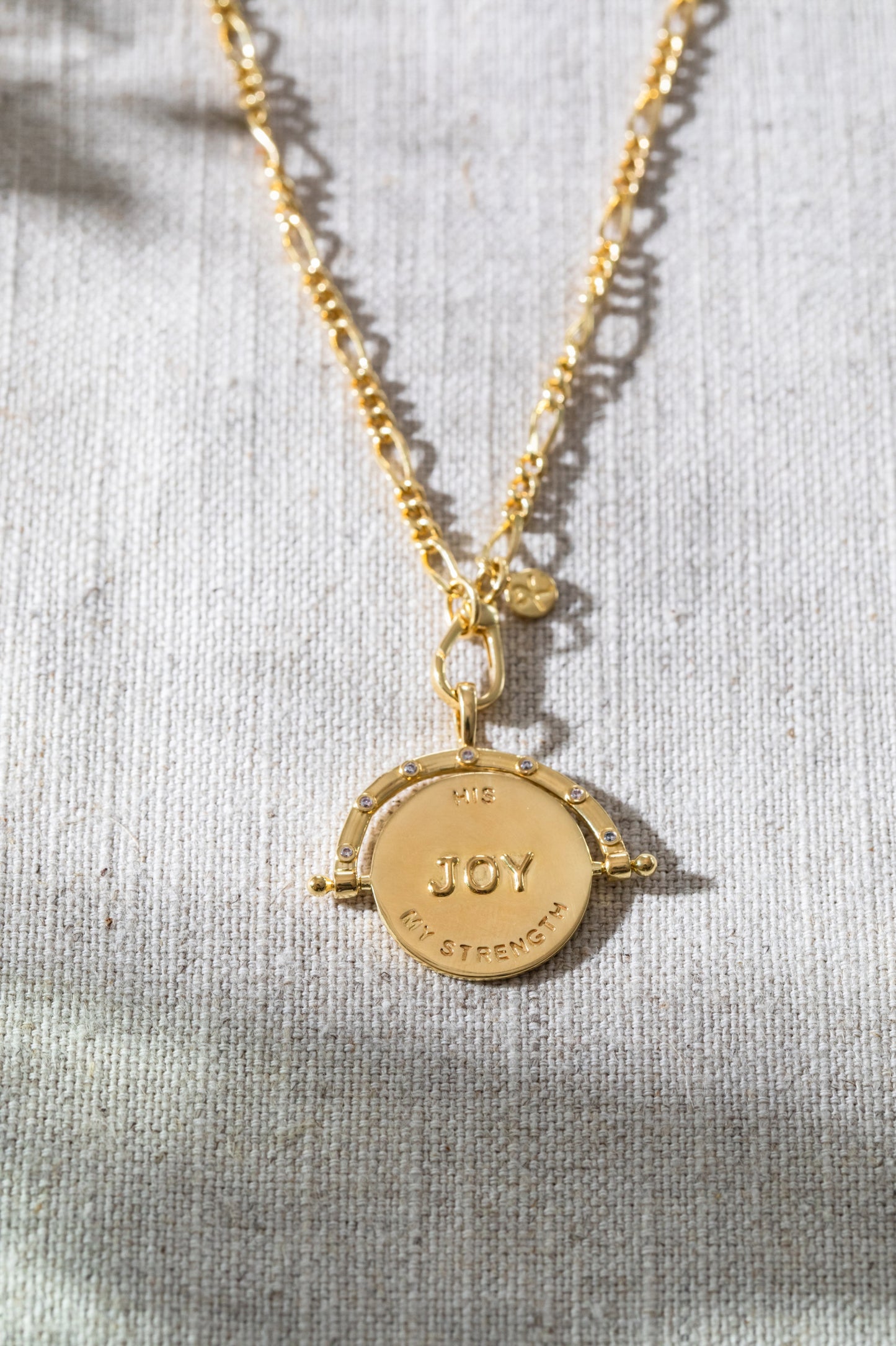 His Joy my Strength Spinning Necklace Gold