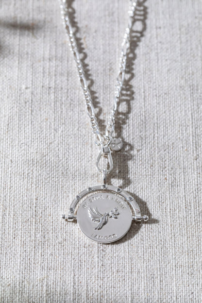 Be Still & Know Spinning Necklace Silver