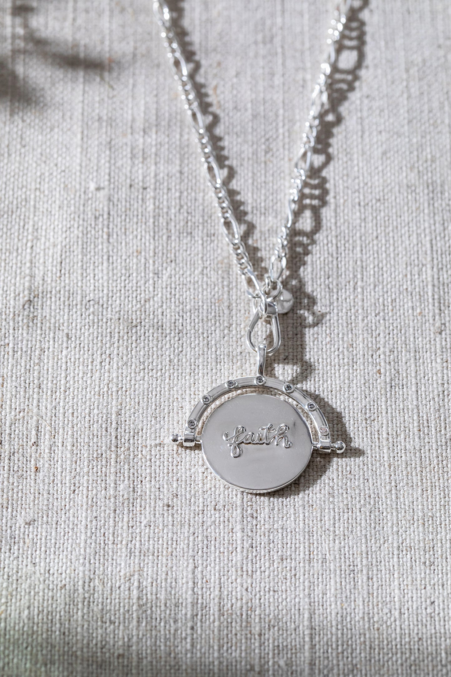 Be Still & Know Spinning Necklace Silver