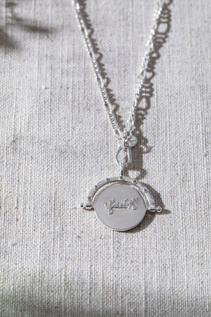 Be Still & Know Spinning Necklace Silver