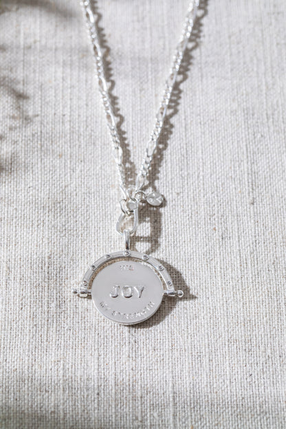 His Joy my Strength Spinning Necklace Silver