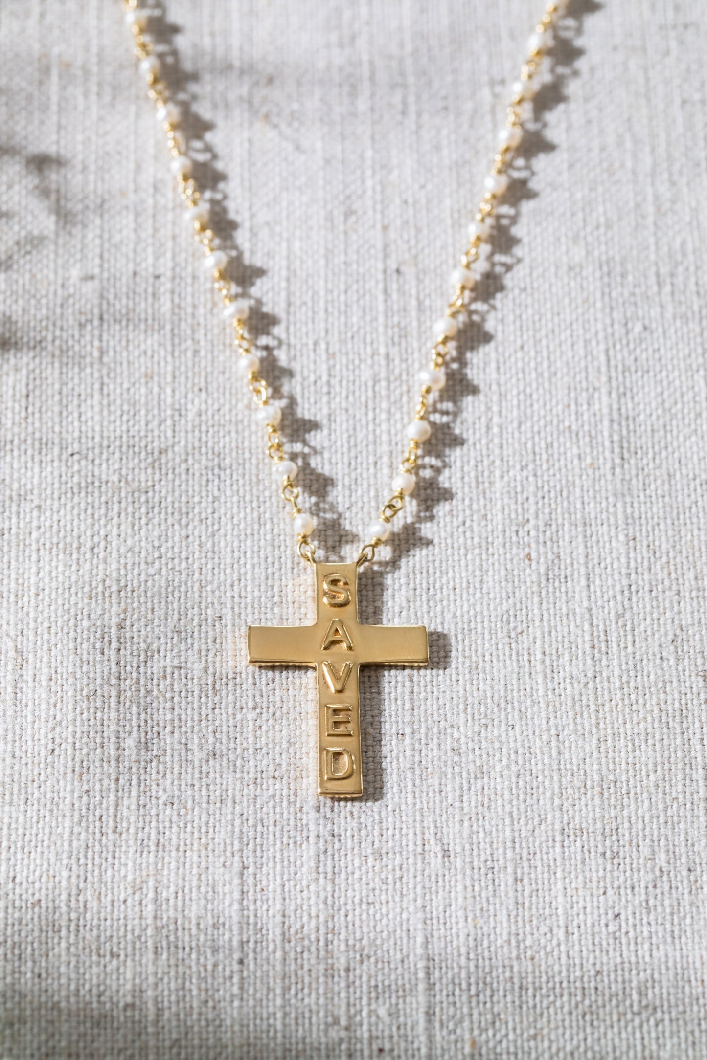 Saved Cross Necklace Gold