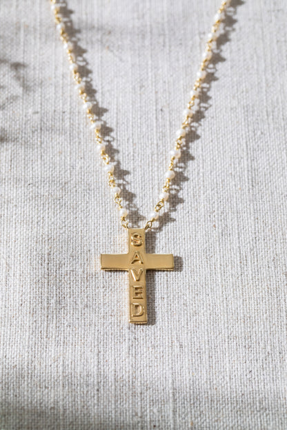 Saved Cross Necklace Gold