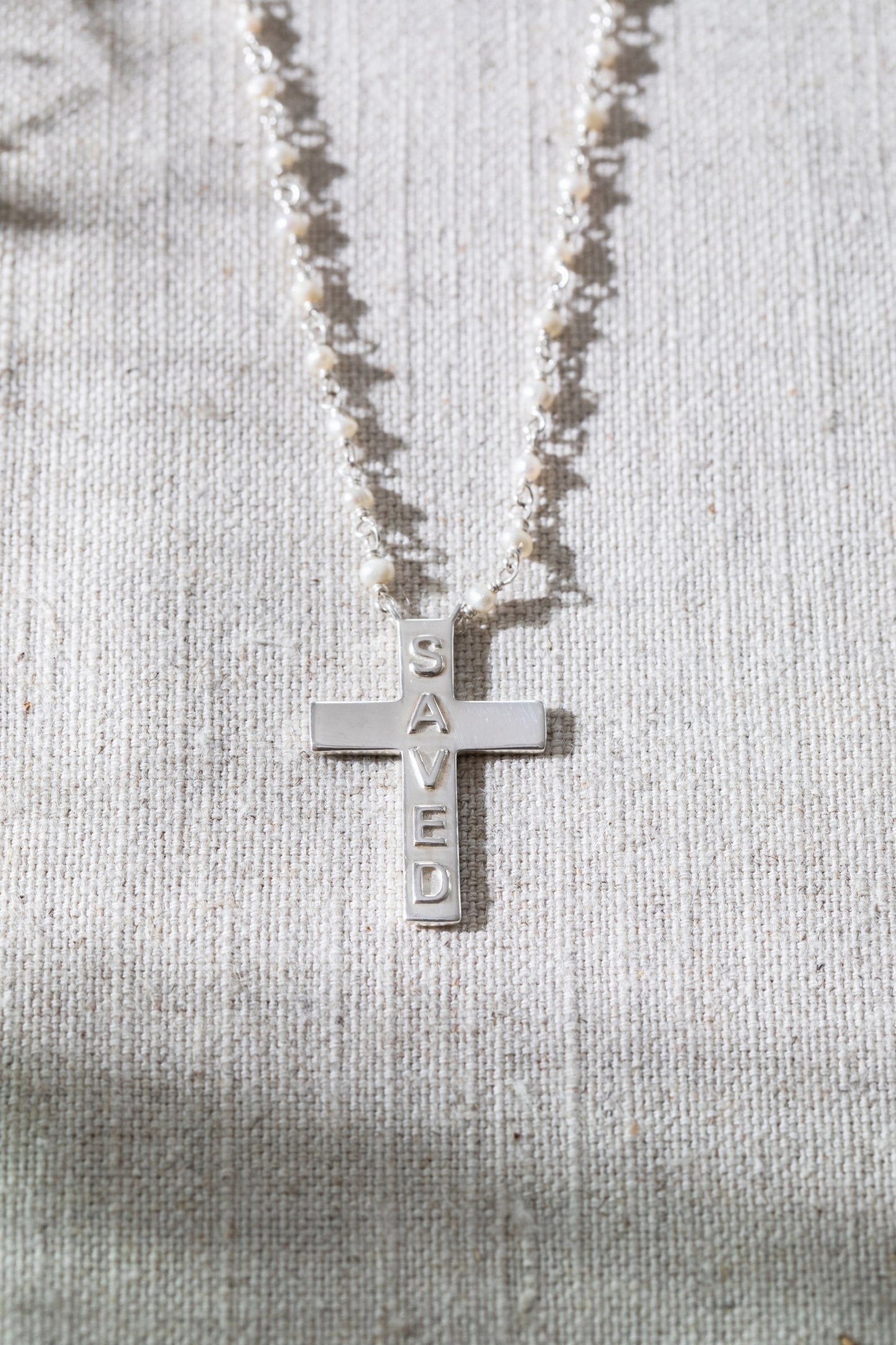Saved Cross Necklace Silver