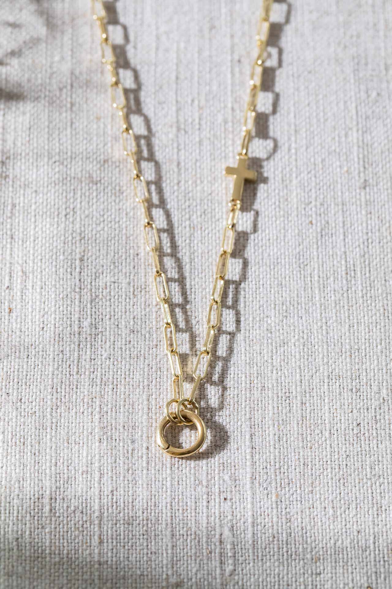 Cross Paperclip Charm Necklace Chain
