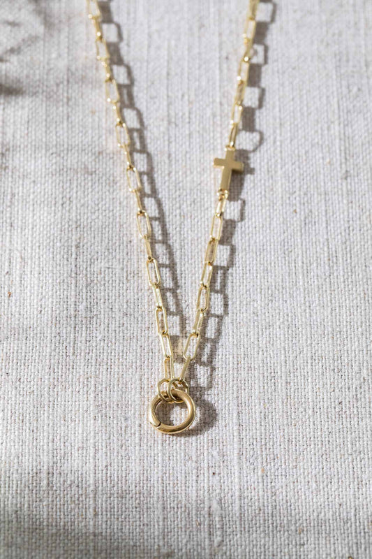 Cross Paperclip Charm Necklace Chain