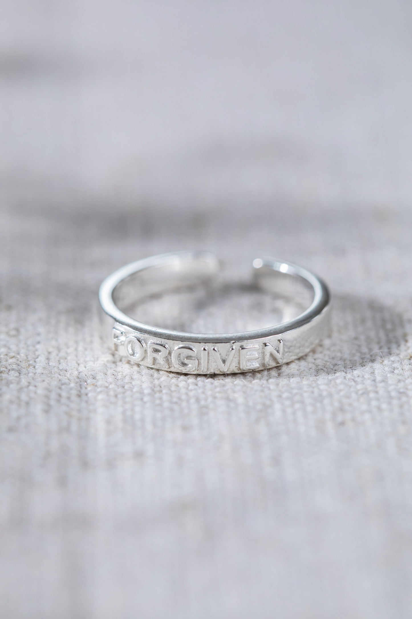 Forgiven Engraved Ring Silver