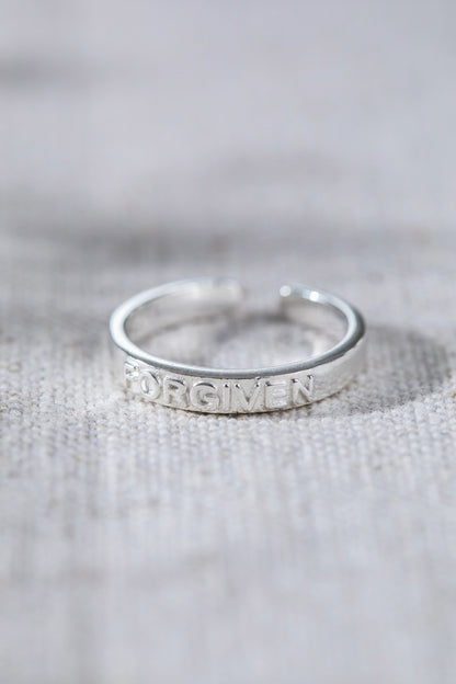 Forgiven Engraved Ring Silver