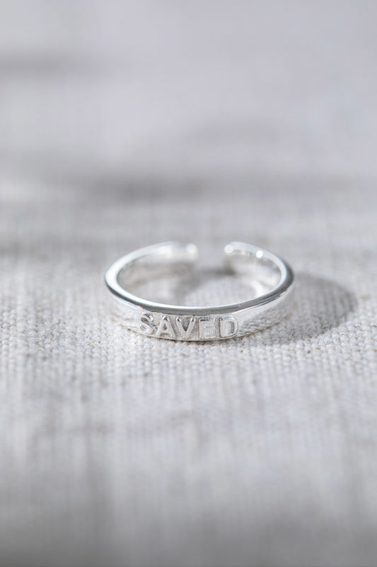 Saved Engraved Ring Silver
