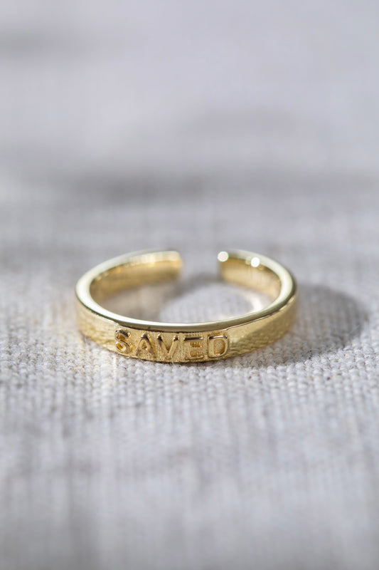 Saved Engraved Ring Gold