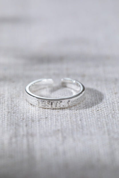 Jesus Engraved Ring Silver