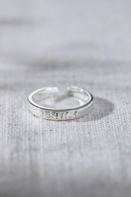 Jesus Engraved Ring Silver