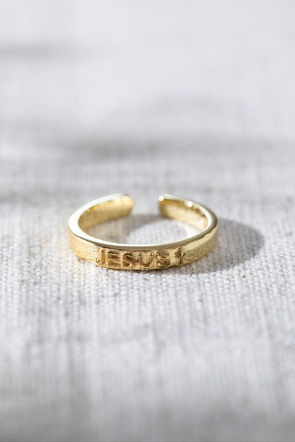 Jesus Engraved Ring Gold
