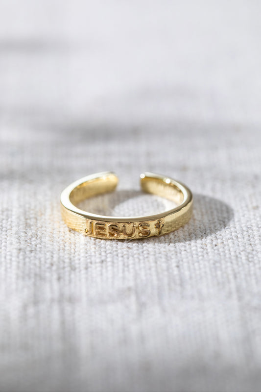 Jesus Engraved Ring Gold