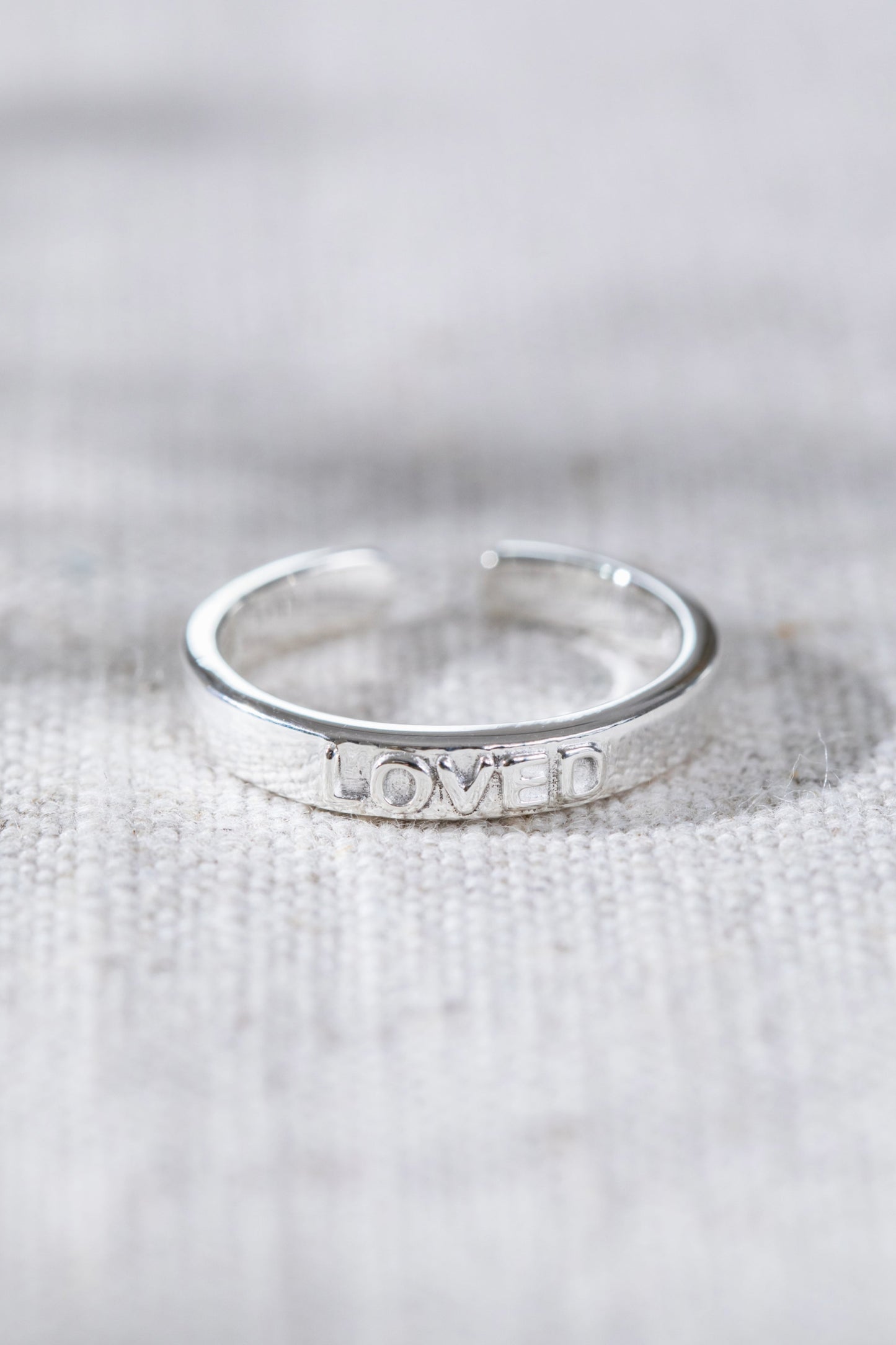 Loved Engraved Ring Silver