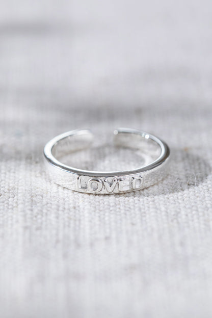Loved Engraved Ring Silver