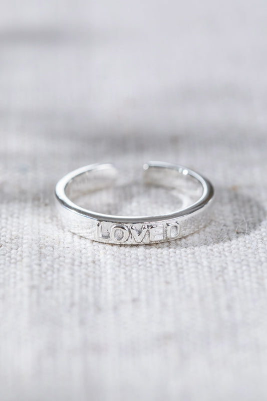 Loved Engraved Ring Silver