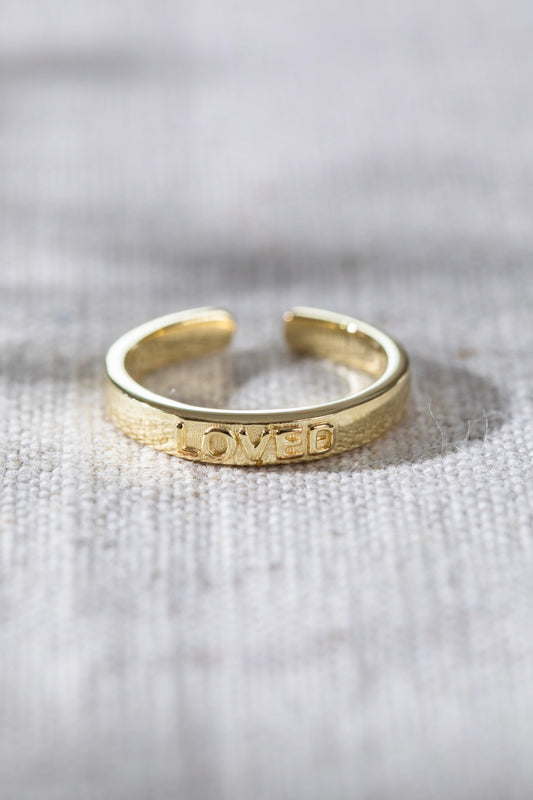 Loved Engraved Ring Gold