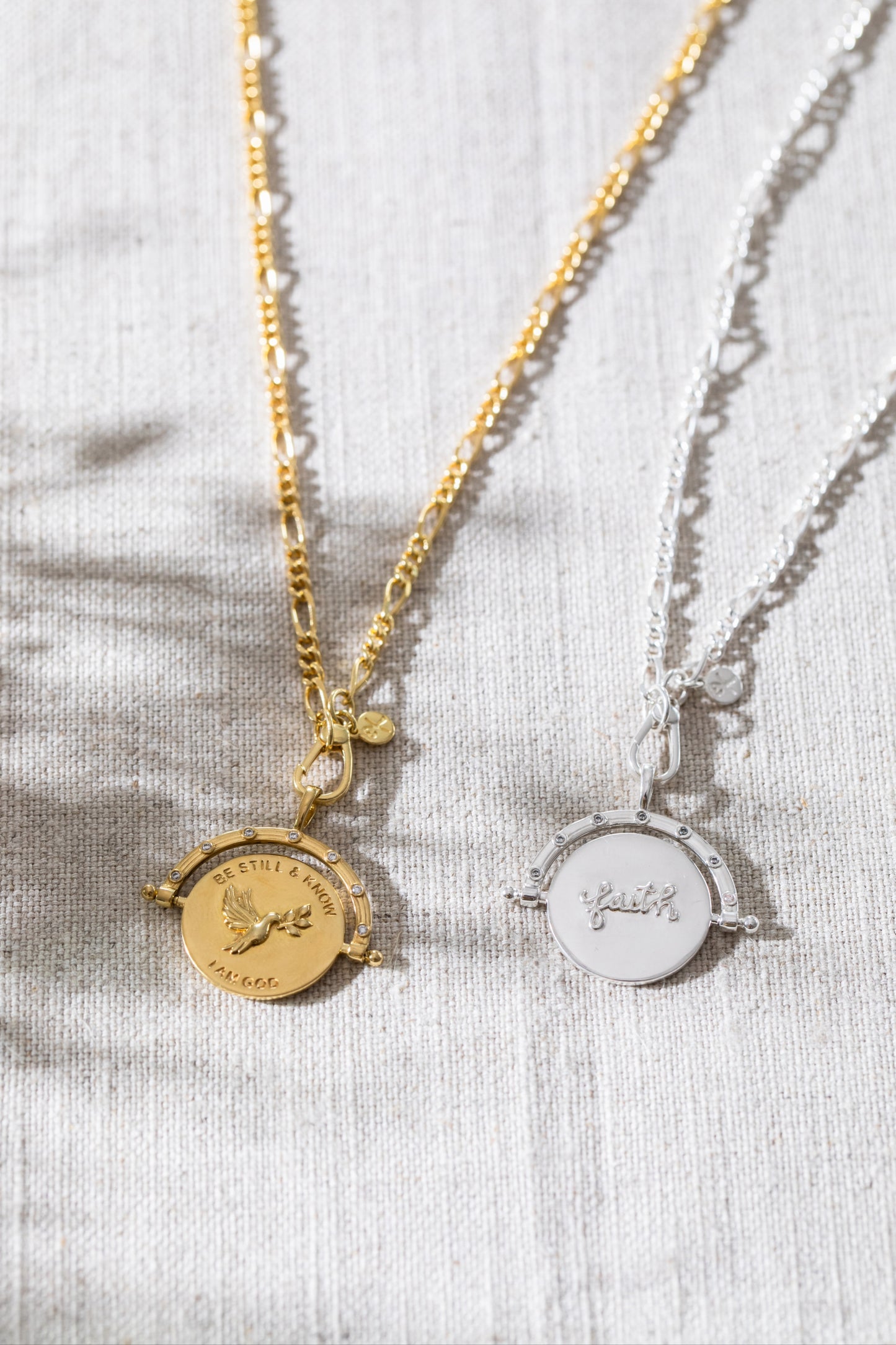Be Still & Know Spinning Necklace Silver