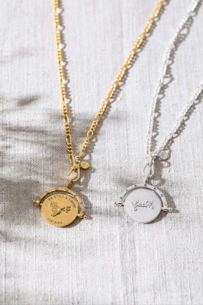 Be Still & Know Spinning Necklace Silver